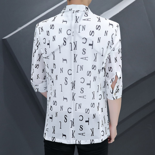 Ležerna muška jakna s 3/4 rukavom i printom