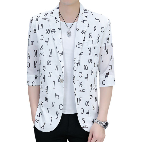 Ležerna muška jakna s 3/4 rukavom i printom