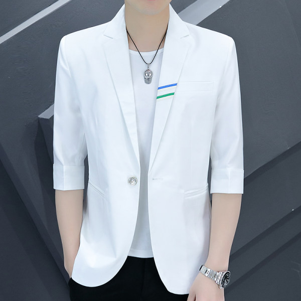 Vienspalvis vyriškas švarkas su 3/4 rankovėmis