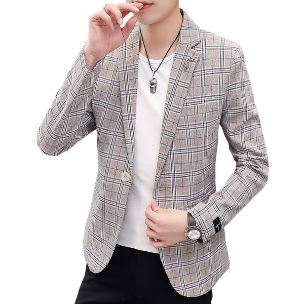 Pavasarinė languota striukė vyrams - prigludęs modelis