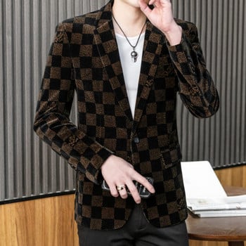Модерно мъжко сако с дълъг ръкав и геометрични фигури