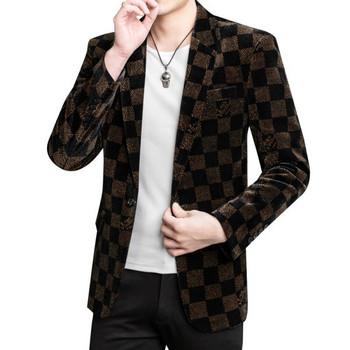 Модерно мъжко сако с дълъг ръкав и геометрични фигури
