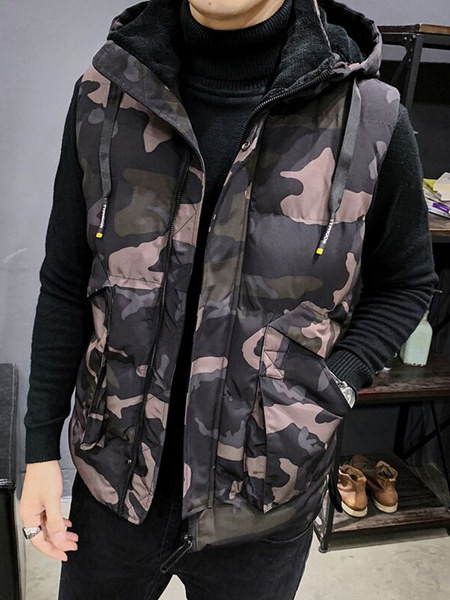 Madinga vyriška rudens-žiemos liemenė su gobtuvu kelių modelių