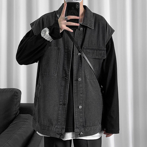 Vesta din denim pentru barbati model nou cu buzunare