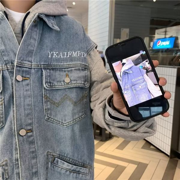 Vestă casual pentru bărbați din denim cu nasturi