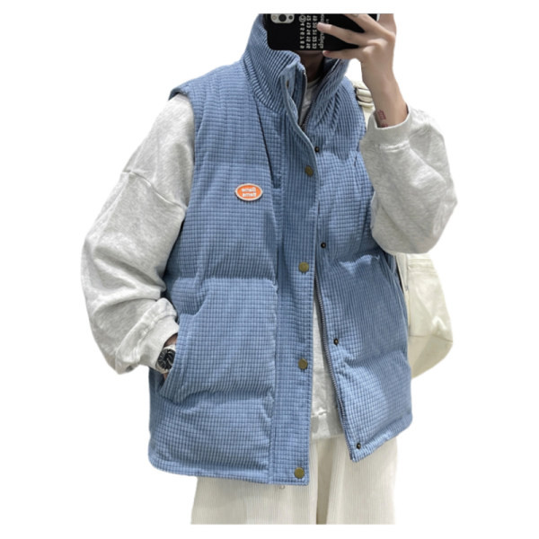 Vestă bărbătească solidă cu coaste, cu nasturi