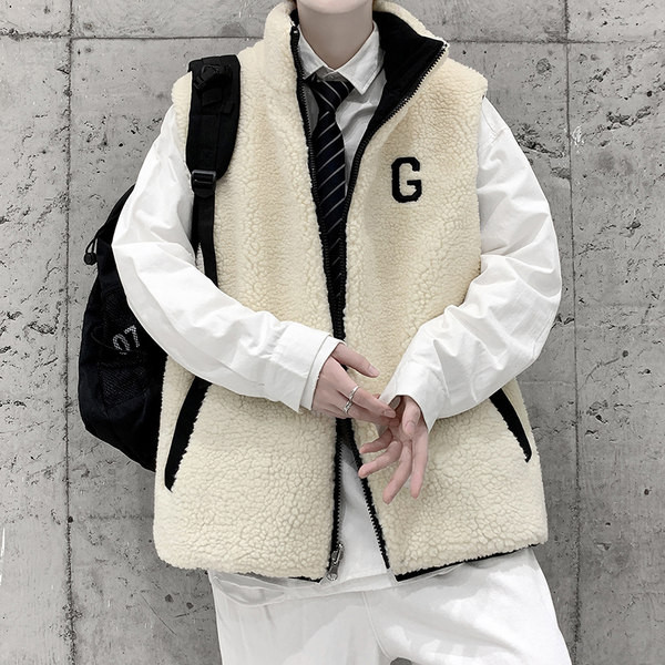 Vestă pentru bărbați cu două fețe și buzunar