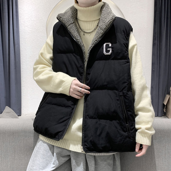 Vestă pentru bărbați cu două fețe și buzunar