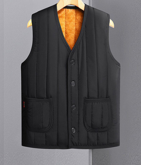 Vestă casual pentru bărbați, cu căptușeală caldă și închidere cu nasturi