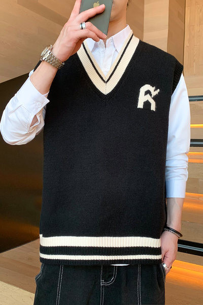 Vestă tricotată pentru bărbați, lată, fără închidere