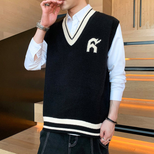 Vestă tricotată pentru bărbați, lată, fără închidere