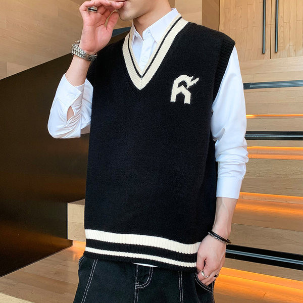 Vestă tricotată pentru bărbați, lată, fără închidere