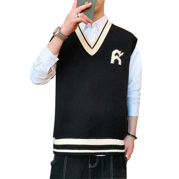 Vestă tricotată pentru bărbați, lată, fără închidere