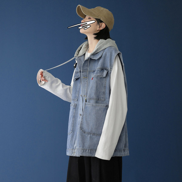 Vestă de damă, casual, cu glugă