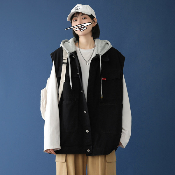 Vestă de damă, casual, cu glugă