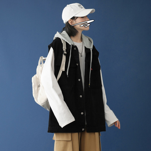 Vestă de damă, casual, cu glugă