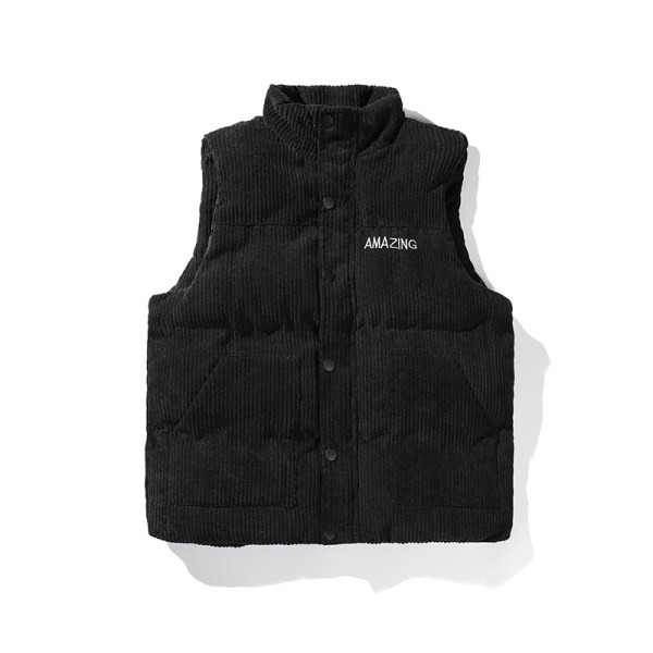 Vestă pentru bărbați cu inscripții brodate și guler înalt