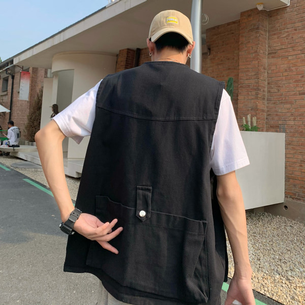 Vesta casual barbatesc cu buzunare - culoare neagra si maro