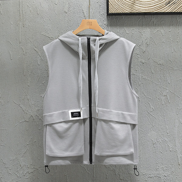 Vesta casual pentru barbati cu gluga si buzunare