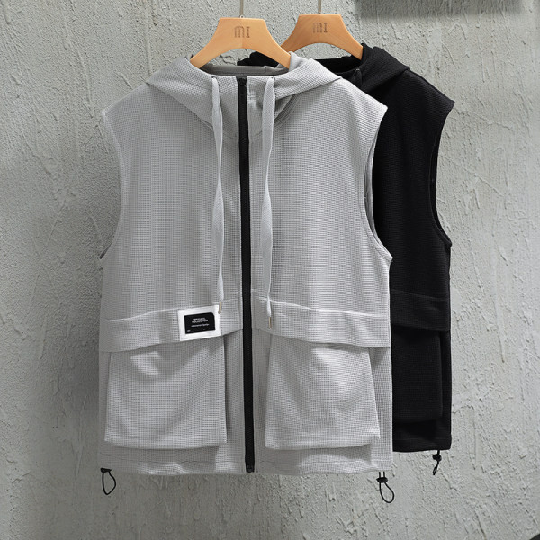 Vesta casual pentru barbati cu gluga si buzunare