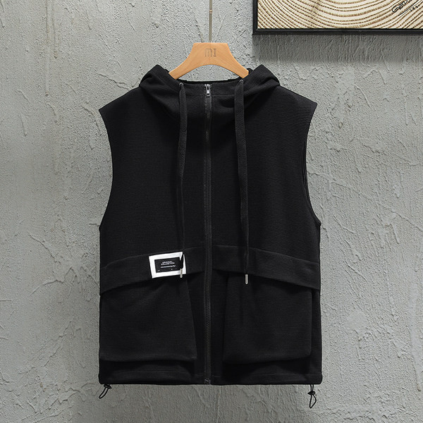 Vesta casual pentru barbati cu gluga si buzunare