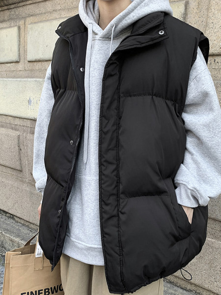 Vesta larga pentru barbati cu fermoar si nasturi