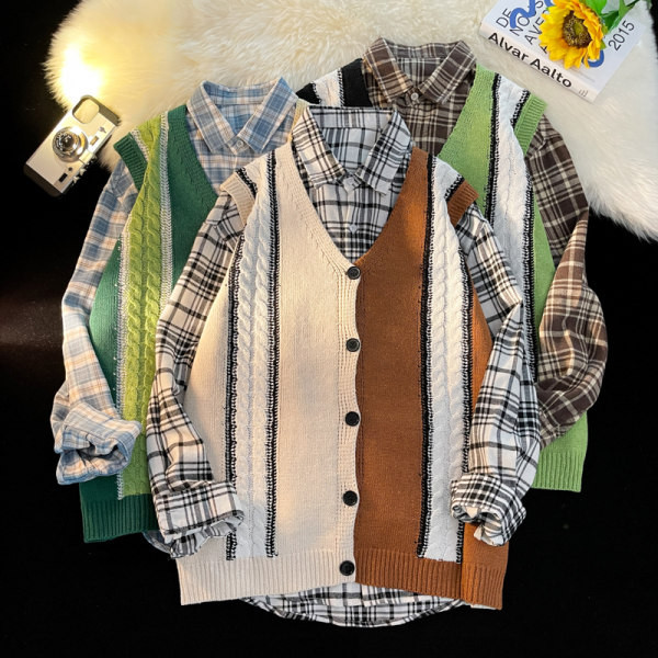 Vestă tricotată cu decolteu în V pentru bărbați