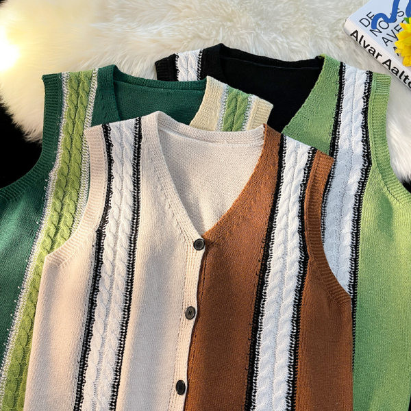 Vestă tricotată cu decolteu în V pentru bărbați