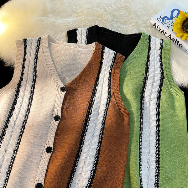 Vestă tricotată cu decolteu în V pentru bărbați