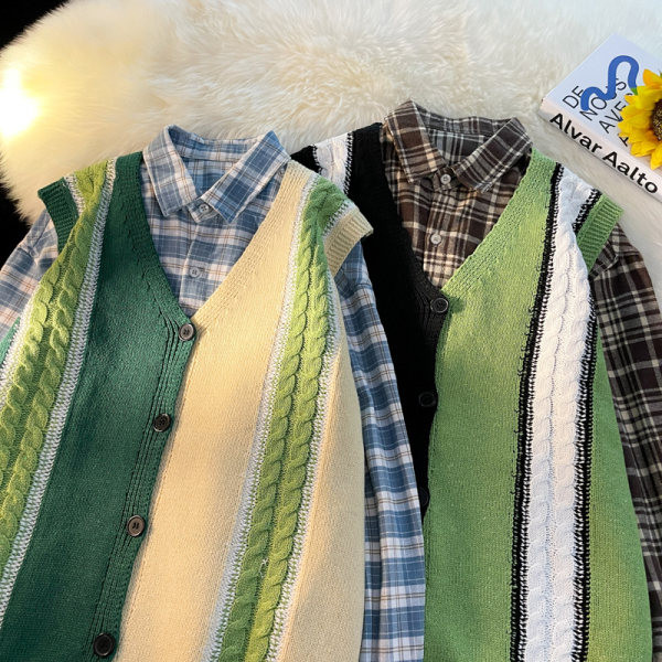 Vestă tricotată cu decolteu în V pentru bărbați