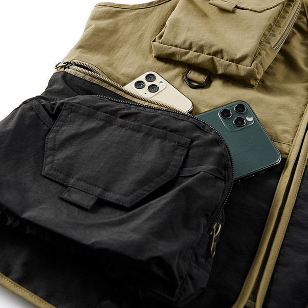 Vestă bărbați din plasă cu buzunar și fermoar