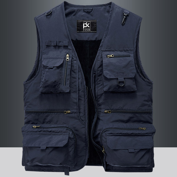 Novi model muškog prsluka s toplim džepom na podstavi i patentnim zatvaračem