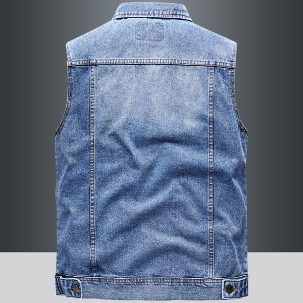 Muški traper prsluk s gumbima pogodan za svakodnevni život