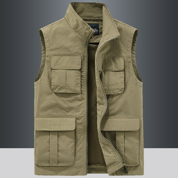 Vestă de pescuit cu fermoar pentru bărbați