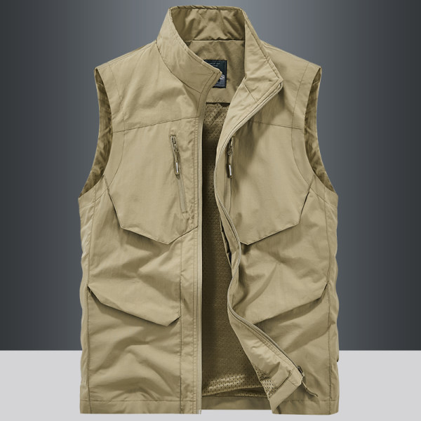 Vesta casual barbatesc cu buzunar si inchidere cu fermoar