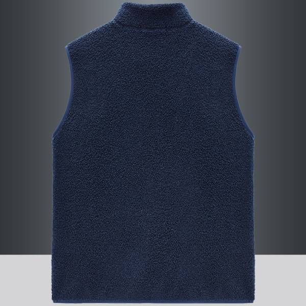 Vesta de pluș pentru bărbați cu fermoar și buzunar