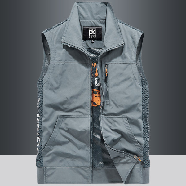 Vesta casual pentru barbati cu guler si buzunar