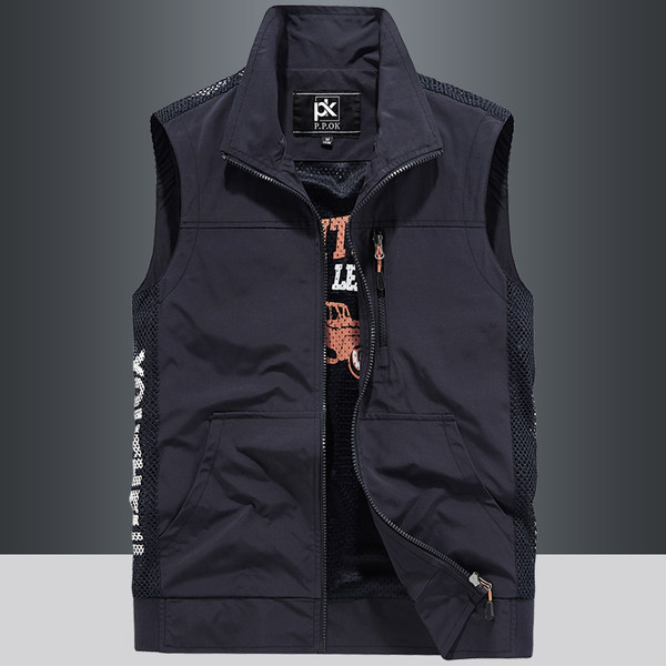 Vesta casual pentru barbati cu guler si buzunar