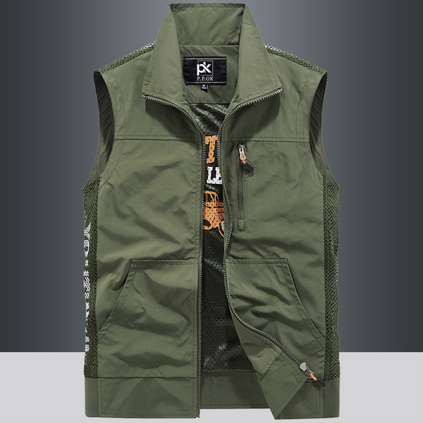 Vesta casual pentru barbati cu guler si buzunar