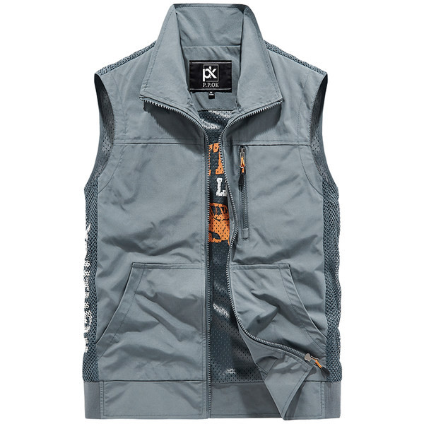 Vesta casual pentru barbati cu guler si buzunar