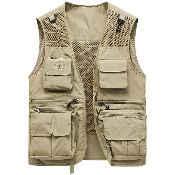 Vestă bărbați din plasă cu fermoar și buzunar