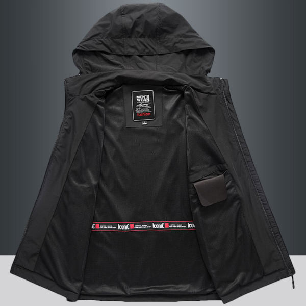 Vyriška laisvalaikio liemenė su gobtuvu – trijų spalvų