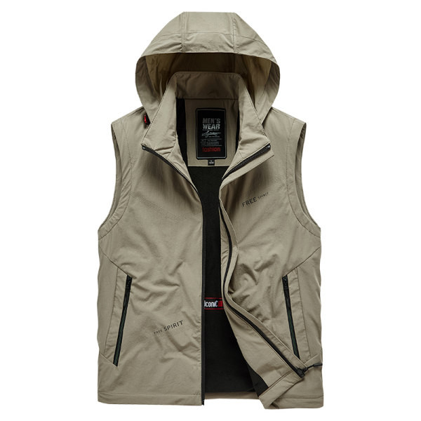 Vyriška dygsniuota liemenė su gobtuvu ir kišene