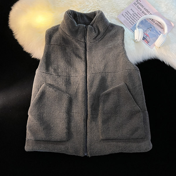 Vyriška pliušinė liemenė su užtrauktuku ir kišene