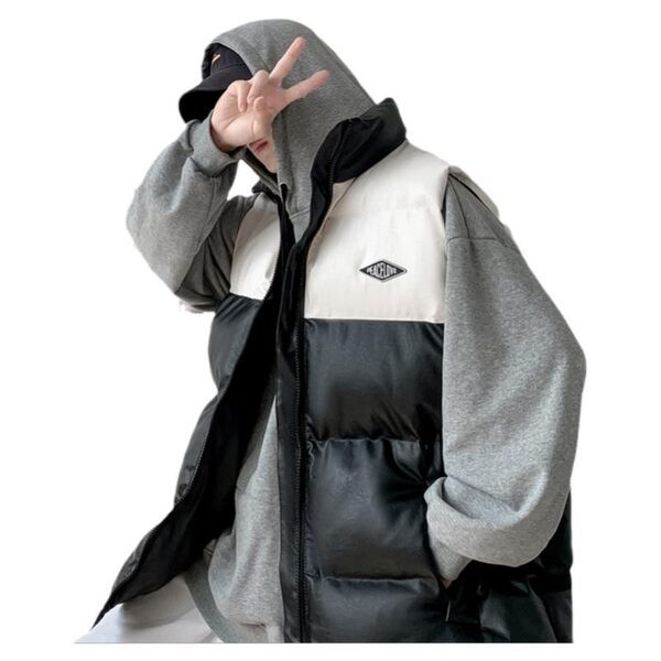 Vestă bărbătească model larg în alb-negru