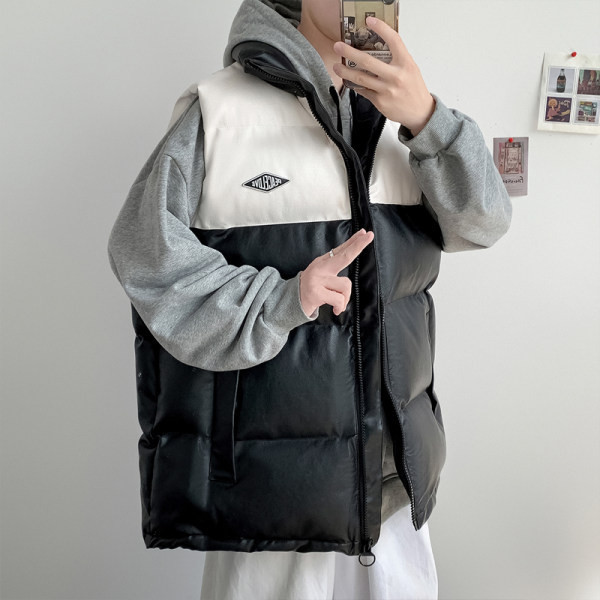 Vestă bărbătească model larg în alb-negru