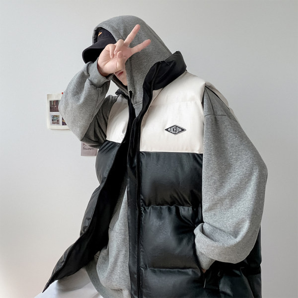 Vestă bărbătească model larg în alb-negru