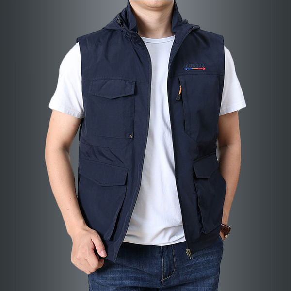 Vestă casual bărbătească cu glugă