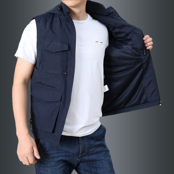 Vestă casual bărbătească cu glugă