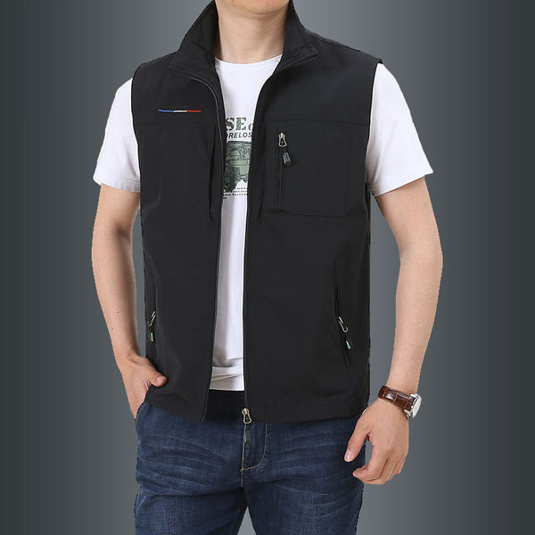 Naujo modelio vyriška 8 vienspalvė liemenė su kišenėmis